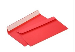 Конверт из бумаги красного цвета C65 (114х229 мм) 120 г/м²
