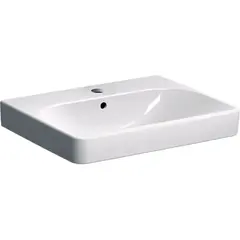 Раковина Geberit Smyle Square: B=60см, T=48см, Отверстие под смеситель=По центру, Перелив=На виду, Белый фото