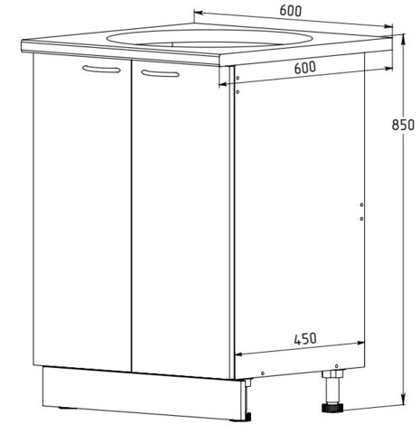 Тумба 600 под врезную мойку (Б)