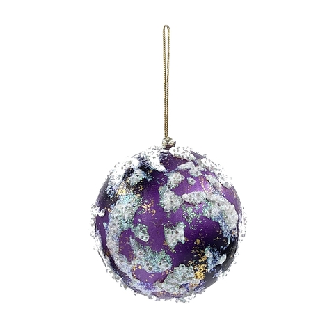 Шар заснеженный 10см ChristmasDeLuxe premium collection лиловый