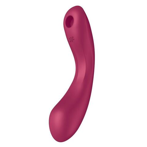 Малиновый вибромассажер с вакуумной стимуляцией Curvy Trinity 1 - Satisfyer 4036496