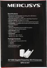 Mercusys MP510 KIT Комплект адаптеров  u Powerline с Wi-Fi до 300 Мбит/с, Plug and Play, передача данных до 300 м