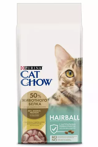 Purina Cat Chow сухой корм для кошек для выведения комков шерсти 1,5 кг