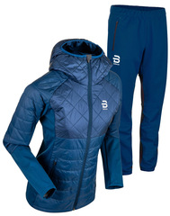 Премиальный тёплый костюм для лыж и зимнего Бега Bjorn Daehlie Graphlite Estate Blue женский