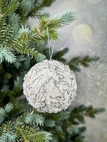 Шар 13см ChristmasDeLuxe premium collection белый/серебряный