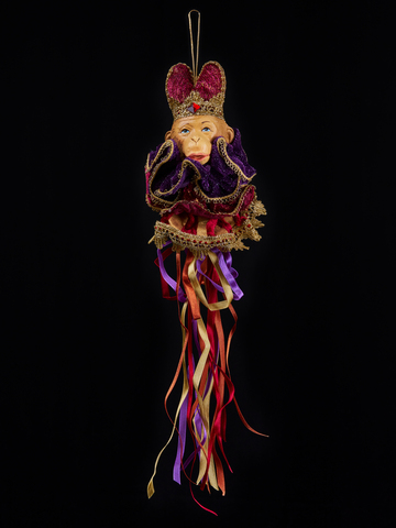 Елочная игрушка Обезьяна 38см ChristmasDeLuxe бордовый