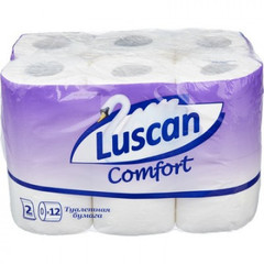 Бумага туалетная Luscan Comfort 2-слойная белая (12 рулонов в упаковке)