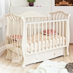 С 757 Кровать детская "Юлиана"  резьба №8,  №10 (Птички) (ваниль)