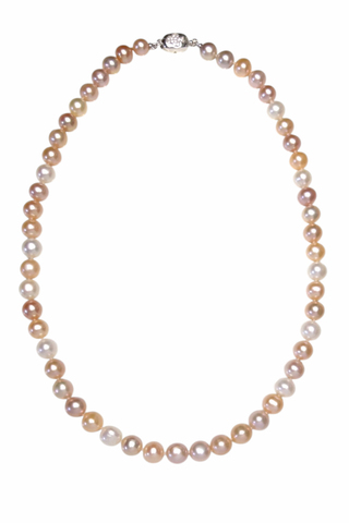 Бусы из разноцветного жемчуга, замочек со стразами