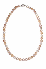 Бусы из разноцветного жемчуга, замочек со стразами