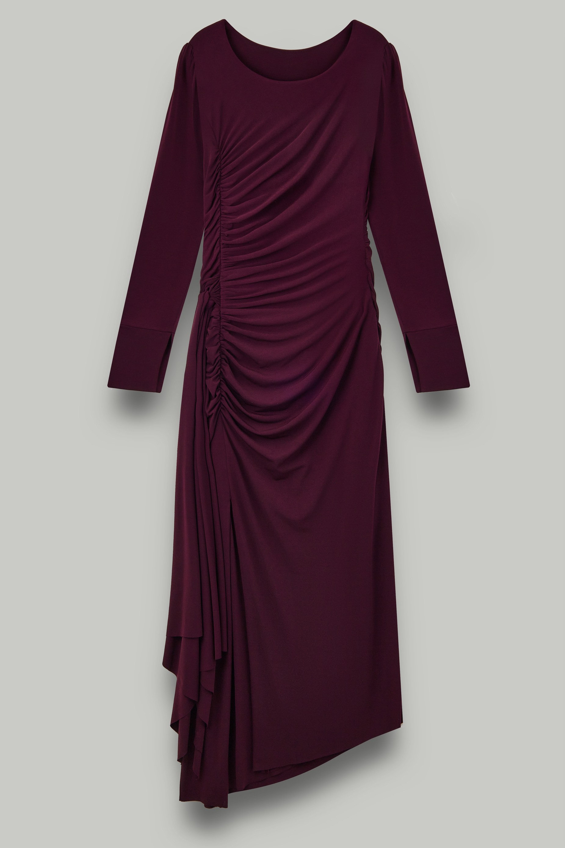 Платье с разрезом из трикотажа с драпировками, инжир