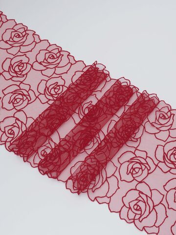 Вышивка на сетке красная неэластичная ширина 20 см