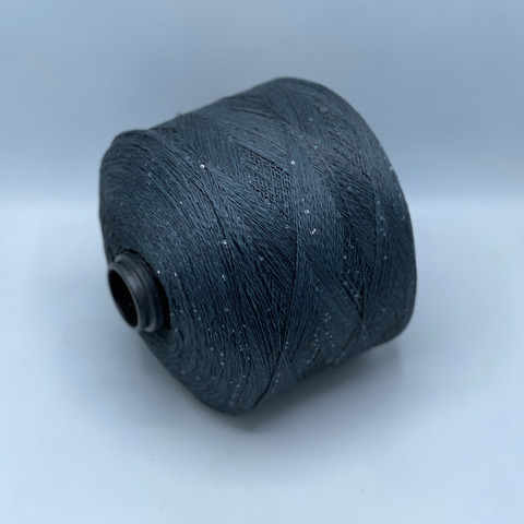 Бобинная пряжа, Linette Pailletes, 450м, 80% Лен, 20% Полиэстер(пайетка),Серо-синяя мурена+пайетка.37918