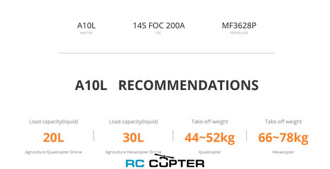 Набор ВМГ T-Motor A10L (A10L KV110 1шт, ESC 14S FOC 200A 1шт, MF3628P 1шт) тяга 11-26 кг, для агродронов 20-30л