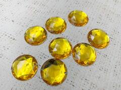 Стразы пришивные акрил, d 2,5 см, жёлтый