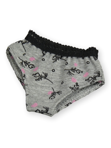 Трусы - Серый / цветочки. Одежда для кукол, пупсов и мягких игрушек.