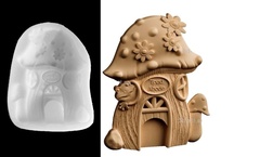 Силиконовый молд № 423 домик Гриб 2 D ( серия домики для гномов и фей)