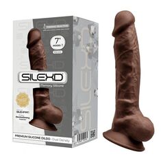 Коричневый фаллоимитатор SILEXD Model 1 с мошонкой - 17,7 см. - 