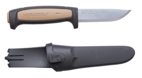 Нож Morakniv Rope стальной, лезвие: 91 mm, серрейт. заточка черный/бежевый (12245)