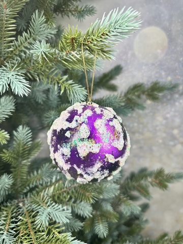 Шар заснеженный 10см ChristmasDeLuxe premium collection лиловый