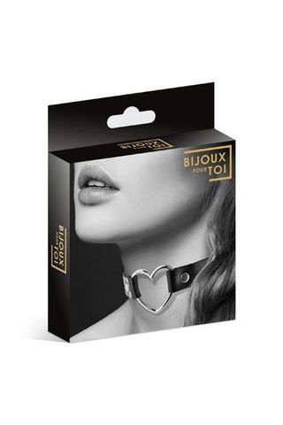 Чёрный чокер с кольцом в форме сердца - Bijoux Pour Toi 6060000010