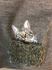 Шапочка с котиком в кармашке