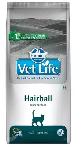 Farmina Vet Life Cat Hairball Корм сухой лечебный для кошек для выведения шерстяных комочков 2кг