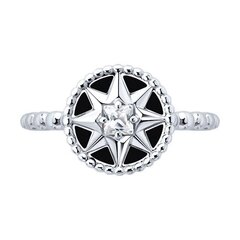 Стильное кольцо ROSE de VENTS из серебра 925 пробы черное/белое
