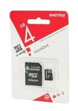 Карта памяти Micro-SD 4 GB Smart Buy Class 10 с адаптером