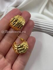Серьги полукольца золотистые жатые