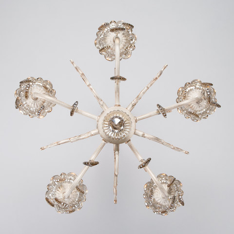 Подвесная люстра 3281/5 белый с золотом / тонированный хрусталь