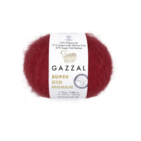 Пряжа Gazzal Super Kid Mohair 64416 красный (уп.5 мотков)