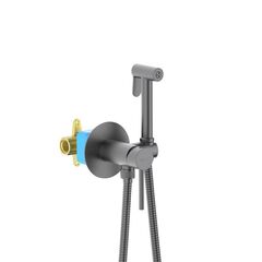 Aquatek AQ1021BGM AQ1021BGM ЕВРОПА комплект для гигиенического душа встроенный (смеситель + гигиеническая лейка + шланг), шлиф. черный хром фото