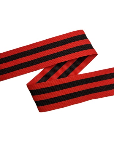 Репсовая лента в полоску, цвет: чёрный/красный, ширина: 40 мм