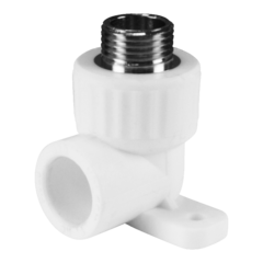 Угольник PP-R комбинированный белый НР Дн 20х1/2" с креплением VALFEX 10121020