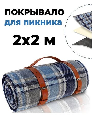 Картинка покрывало для пикника Skully WQ-blanket-wp blue-cells - 1