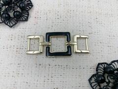 Пряжка декоративная металл, р. 6,4х1 см, золото с чёрным