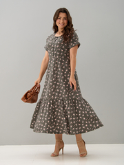 Платье П-032/хаки-цветыветочка