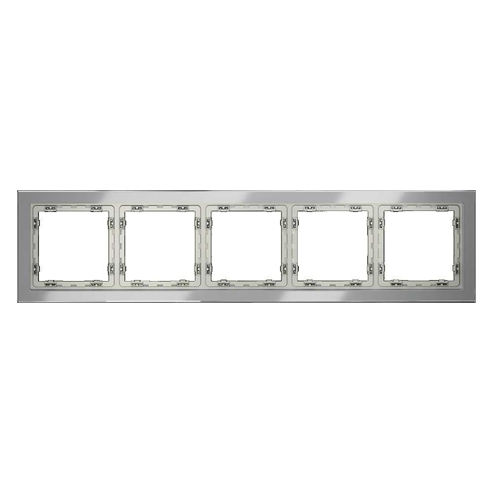 Рамка стеклянная Voltum S70 на 5 постов, (сталь, стекло) VLS110505