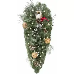 Хвойная капля Тайна леса с декором 50 см., 30 теплых-белых Led ламп, Литая хвоя+ПВХ, ЕлкиТорг (52041)