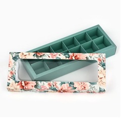 Коробка для 12 конфет «Цветы», 26.5×10.5х3.8 см