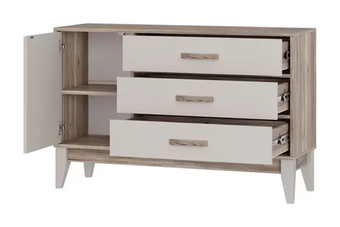 Комод Скандика со створкой и ящиками КМ-12 дуб смоки / кашемир