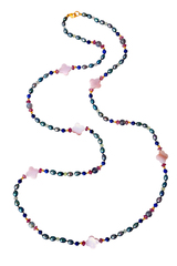 Бусы Ночная Фиалка, лазурит, лабрадор, жемчуг, фурнитура с премиальным золочением