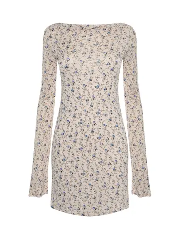 Платье мини LONG SLEEVE BLUE ROSE