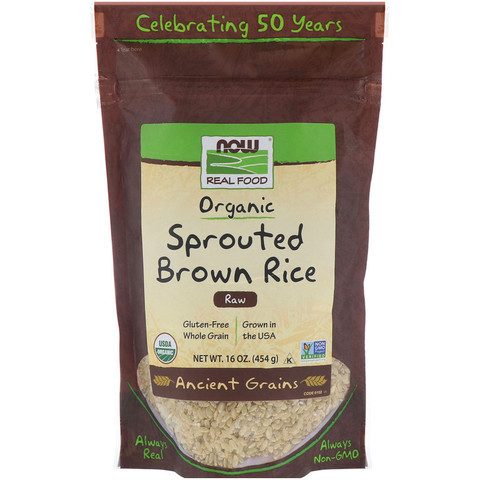 Now Foods, Organic Sprouted Brown Rice, Raw, 16 oz (454 g)
