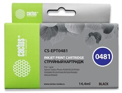 Картридж струйный Cactus CS-EPT0481 T0481 черный (16мл) для Epson Stylus Photo R200, R220, R300, R320, R340, RX500, RX600, RX620, RX640