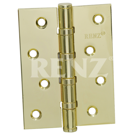 Петли (комплект) врезная универсальная без колпачка Ренц IN100-4BB FH PB (2шт), цвет латунь блестящая (гарантия - 12 месяцев)