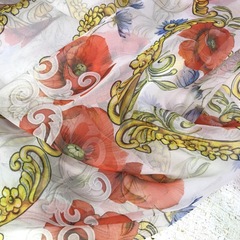 итальянский шелковый купон с маками