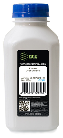 Тонер Cactus CS-TKYCUC-100 Голубой / Cyan флакон 100гр. для принтера Kyocera Color Universal