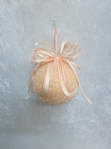 Шар с бантом 10см ChristmasDeLuxe premium collection персиковый